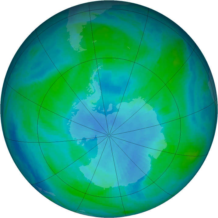 Antarctic ozone map for 11 February 2001